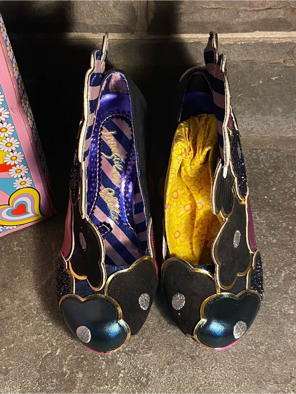 NIB Irregular Choice “Hippo-Ray”booties,sparkly flowers,pink Hippo heels,10 - Picture 10 of 16
